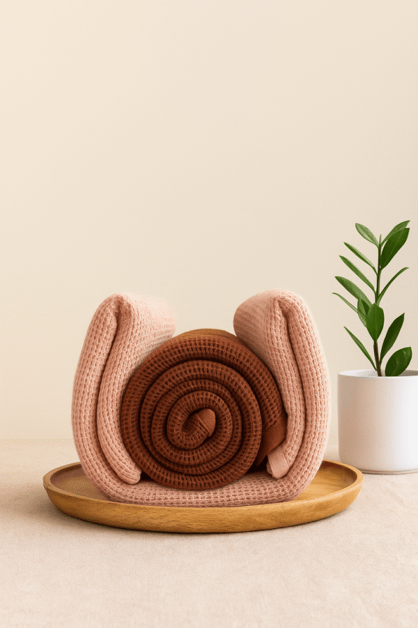 DRAPE&LUXE Honeycomb Cotton Towel – Pack of 2 (Pink with brown)